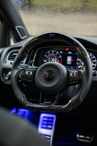 Volant sport VW Golf 7/7.5 Carbone Forgé Éclats de Couleur (LED)
