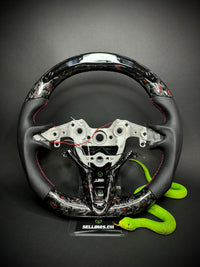 Volant sport Hyundai carbone forgé éclats de couleur (LED)